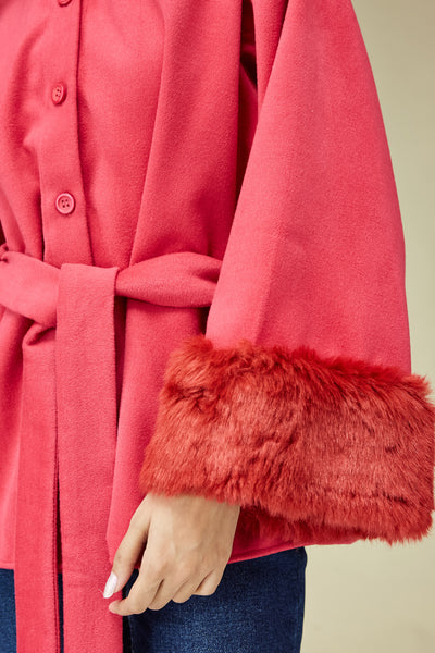 Hot Pink Woolen Cape