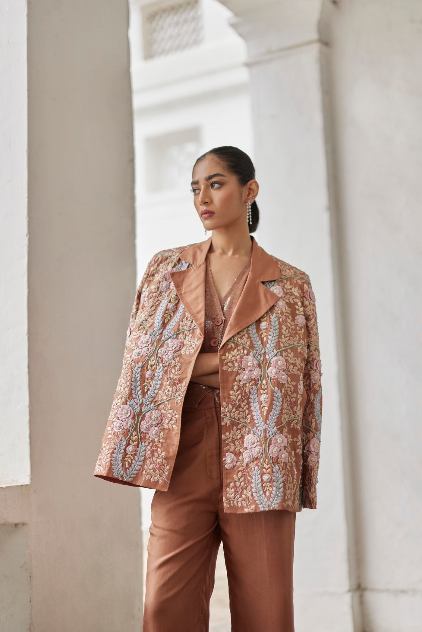 Macchiato Embroidered Lily Jacket