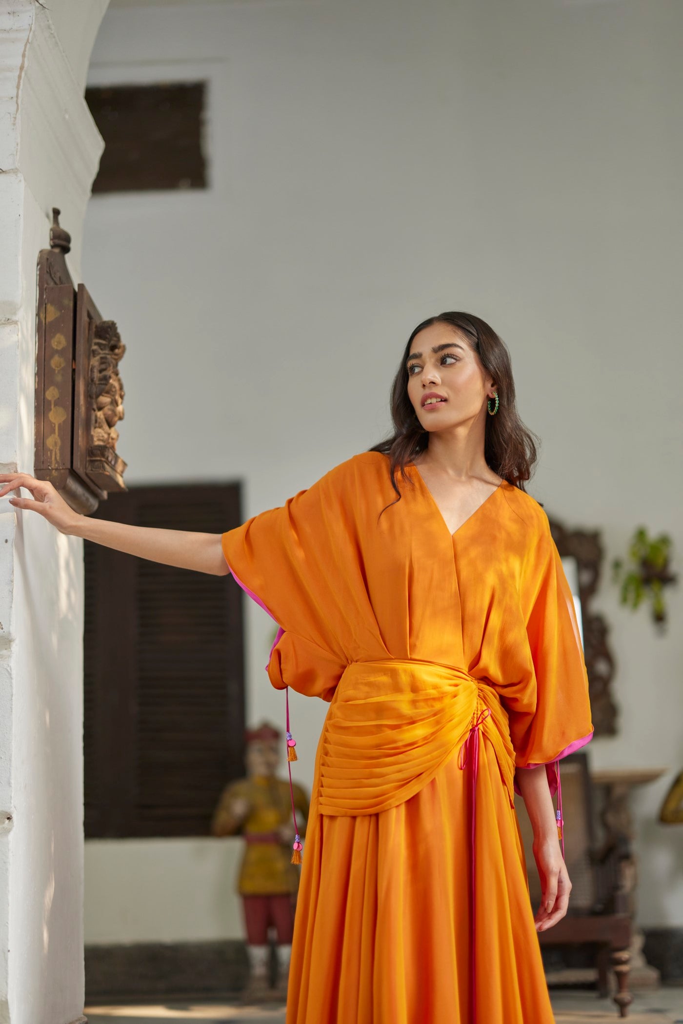 Orange Hibiscus Flare Dress