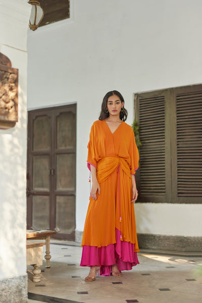 Orange Hibiscus Flare Dress