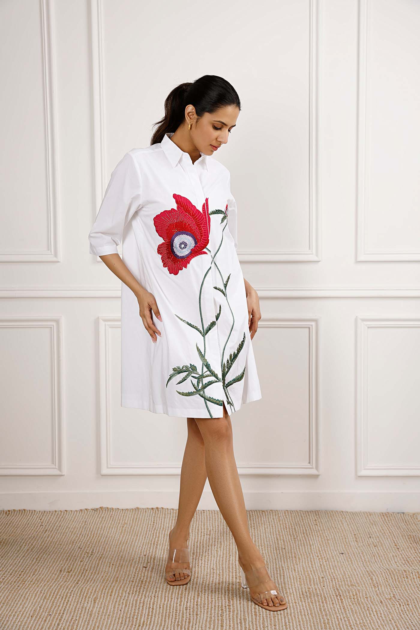 Red Poppy Shirt Dress