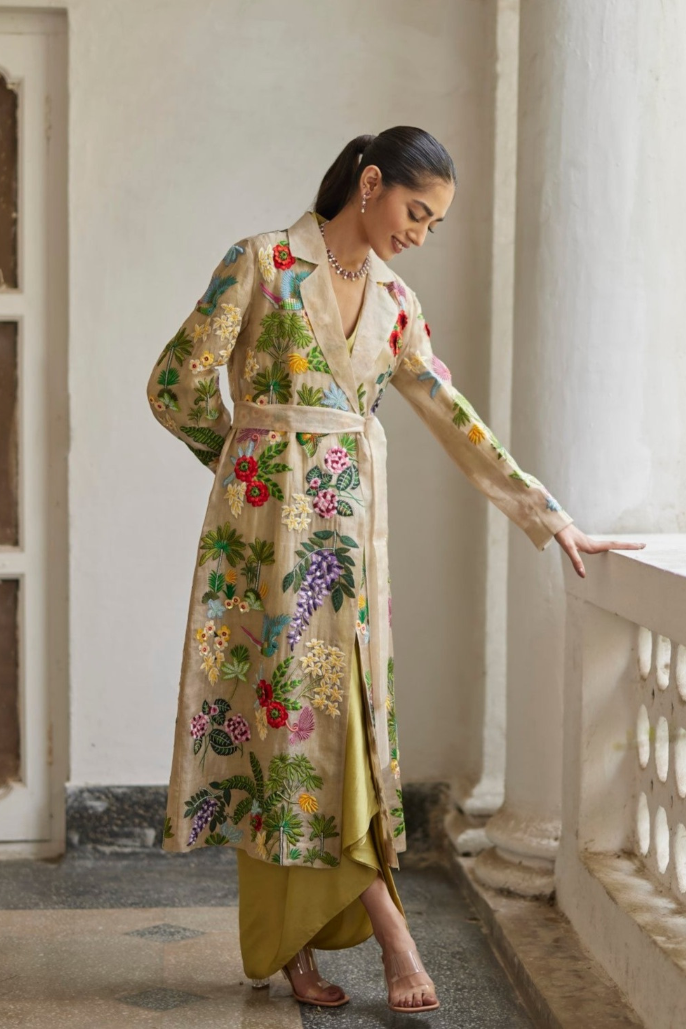 Golden Zari Embroidered Garden Jacket