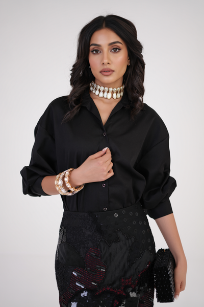 Artisan Threadwork Hand-Embroidered Silk Skirt