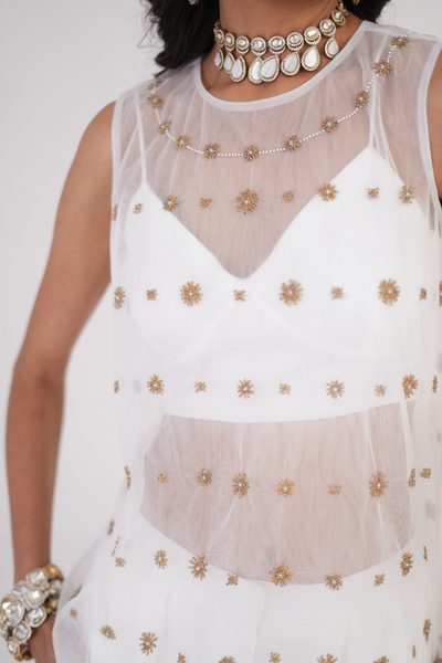 Golden Ivory Embroidered Top