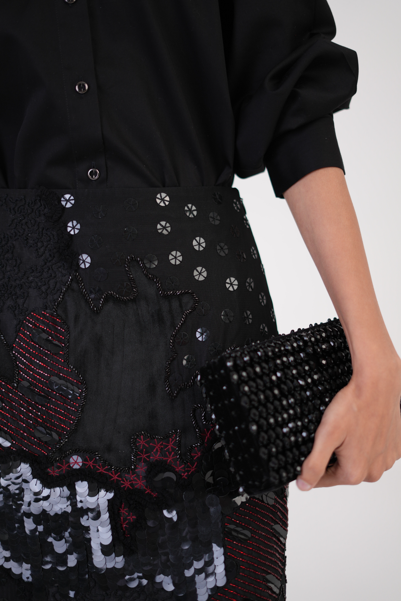 Artisan Threadwork Hand-Embroidered Silk Skirt