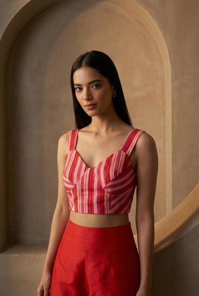 Red Happy Stripes Bustier