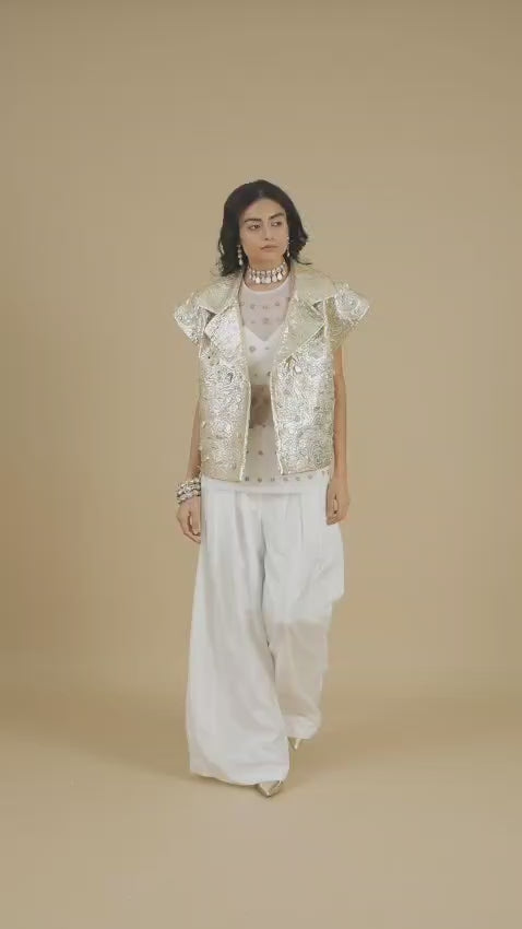 Golden Ivory Embroidered Top