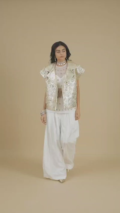 Golden Ivory Embroidered Top