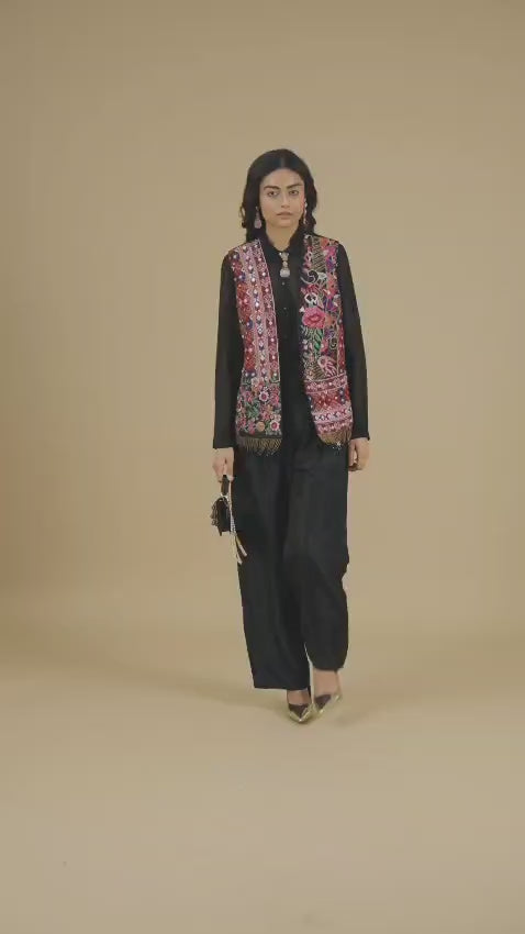 Opulent silk pleated pants