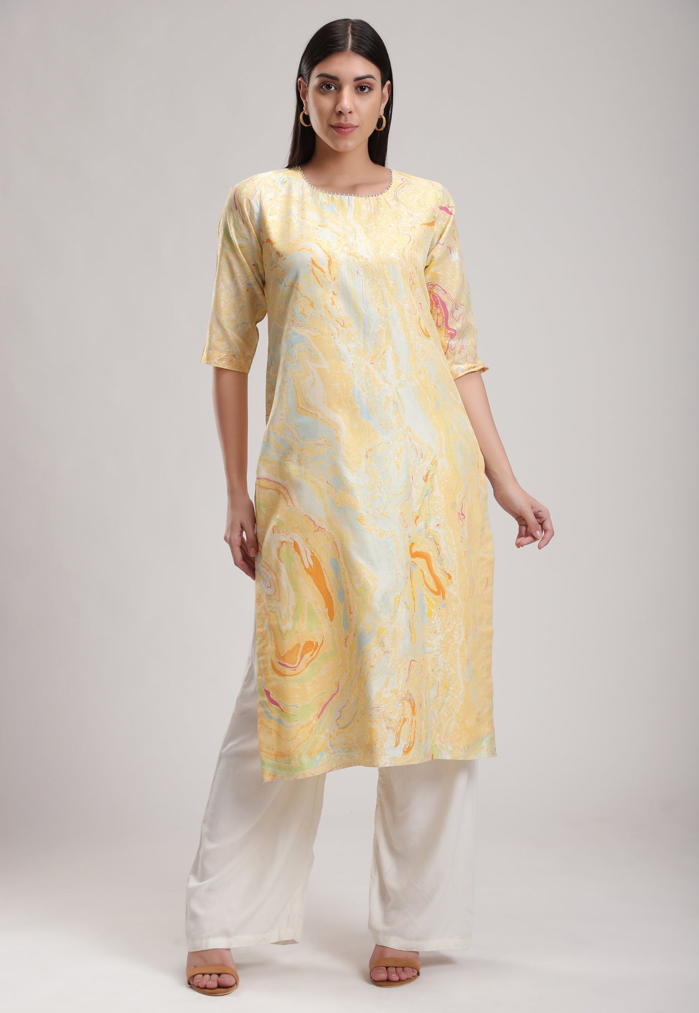 Yellow Signature Sky Marble Kurta, BeTrue, Be True