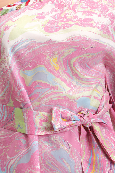 Pink Urbane Marble Shoulder Top, beautiful handcrafted marbled fabric, BeTrue, Be True