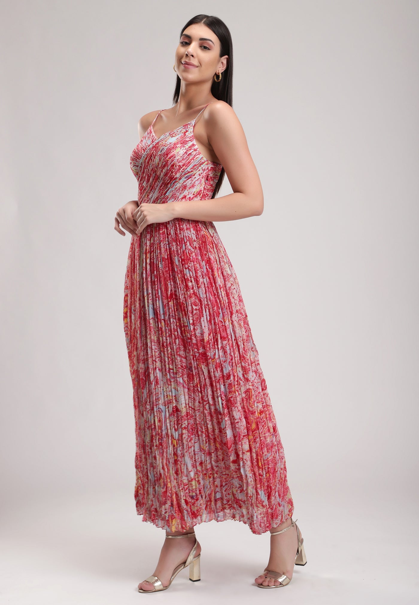 Red Marbled Beauty, Marble fabric handcrafted in silk chiffon with multicolours, BeTrue, Be True