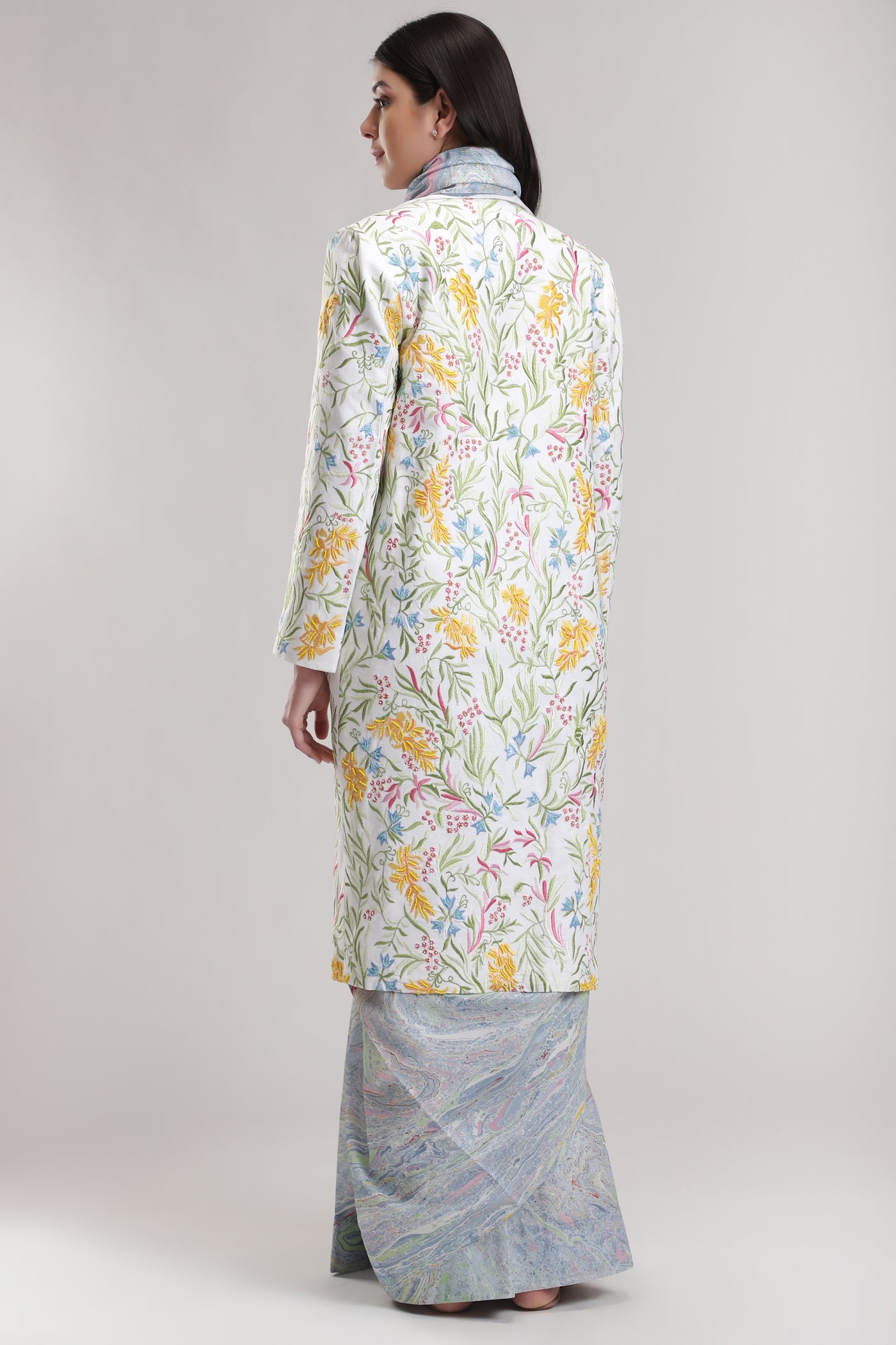 Embroidered Orient White Trench, beautifully embroidered