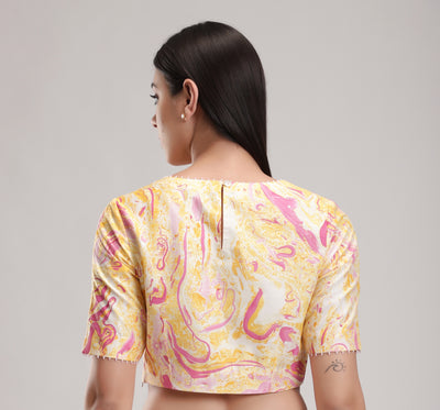 Peach Artistry Blouse, To all your plain sarees, Marble fabric is hand crafted, BeTrue, Be True