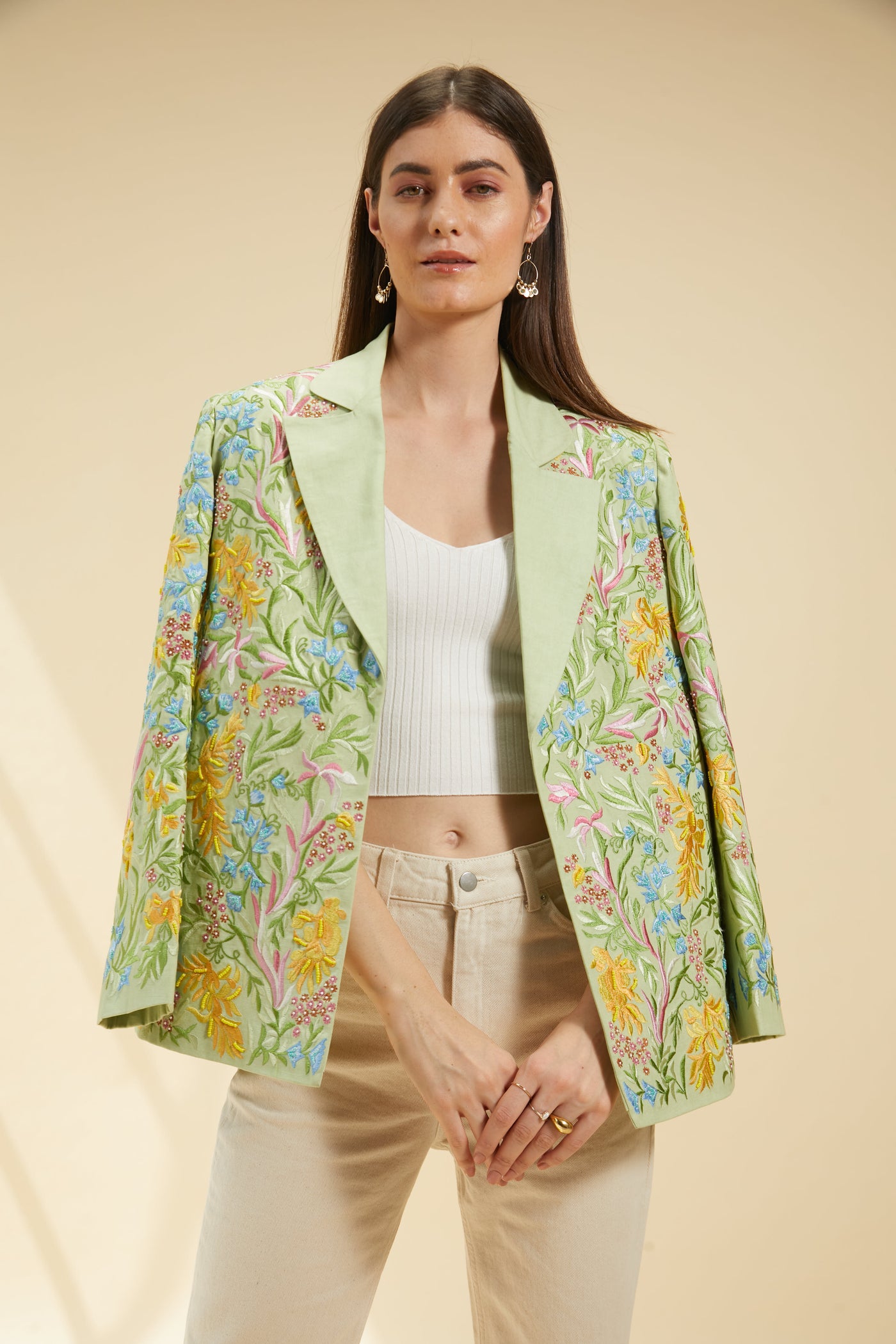 The Embroidered Orient Sea Blazer, 100% Linen, Machine and Hand Embroidery, Cotton linen fabric, BeTrue, Be True