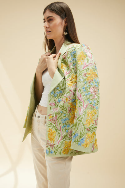 The Embroidered Orient Sea Blazer, 100% Linen, Machine and Hand Embroidery, Cotton linen fabric, BeTrue, Be True