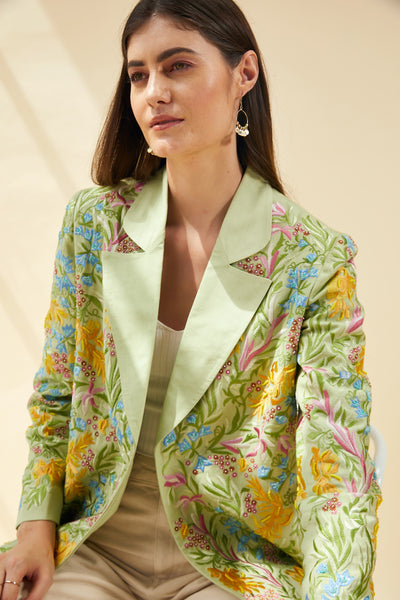 The Embroidered Orient Sea Blazer, 100% Linen, Machine and Hand Embroidery, Cotton linen fabric, BeTrue, Be True