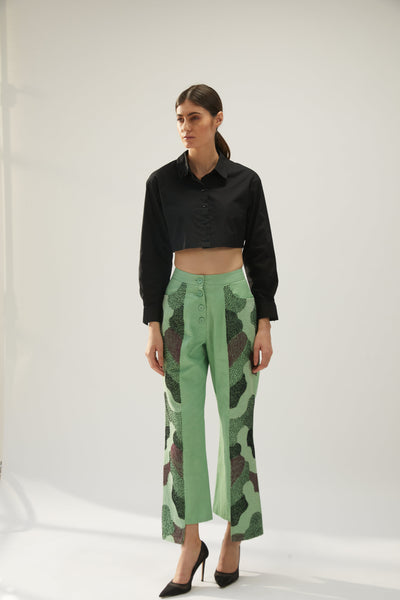 Starlight Camo Panel Pants, sophistication to your blouses by pairing, white linen pants, adorned with delicate thread embroidery, BeTrue, Be True