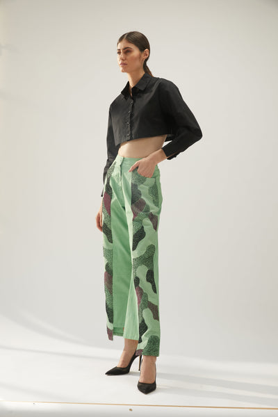 Starlight Camo Panel Pants, sophistication to your blouses by pairing, white linen pants, adorned with delicate thread embroidery, BeTrue, Be True