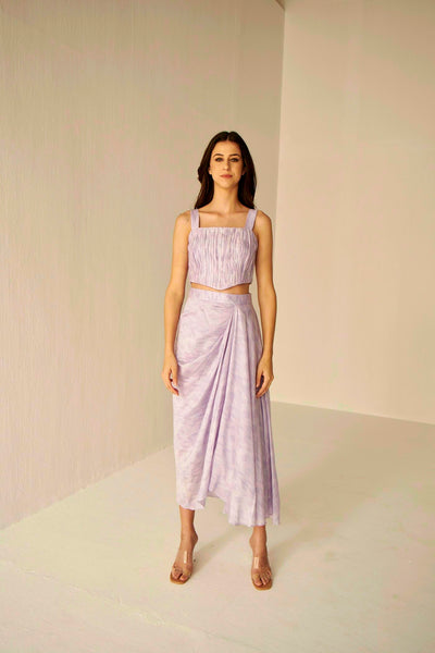 Lilac- Shibori Bustier And Skirt Set, BeTrue, Be True