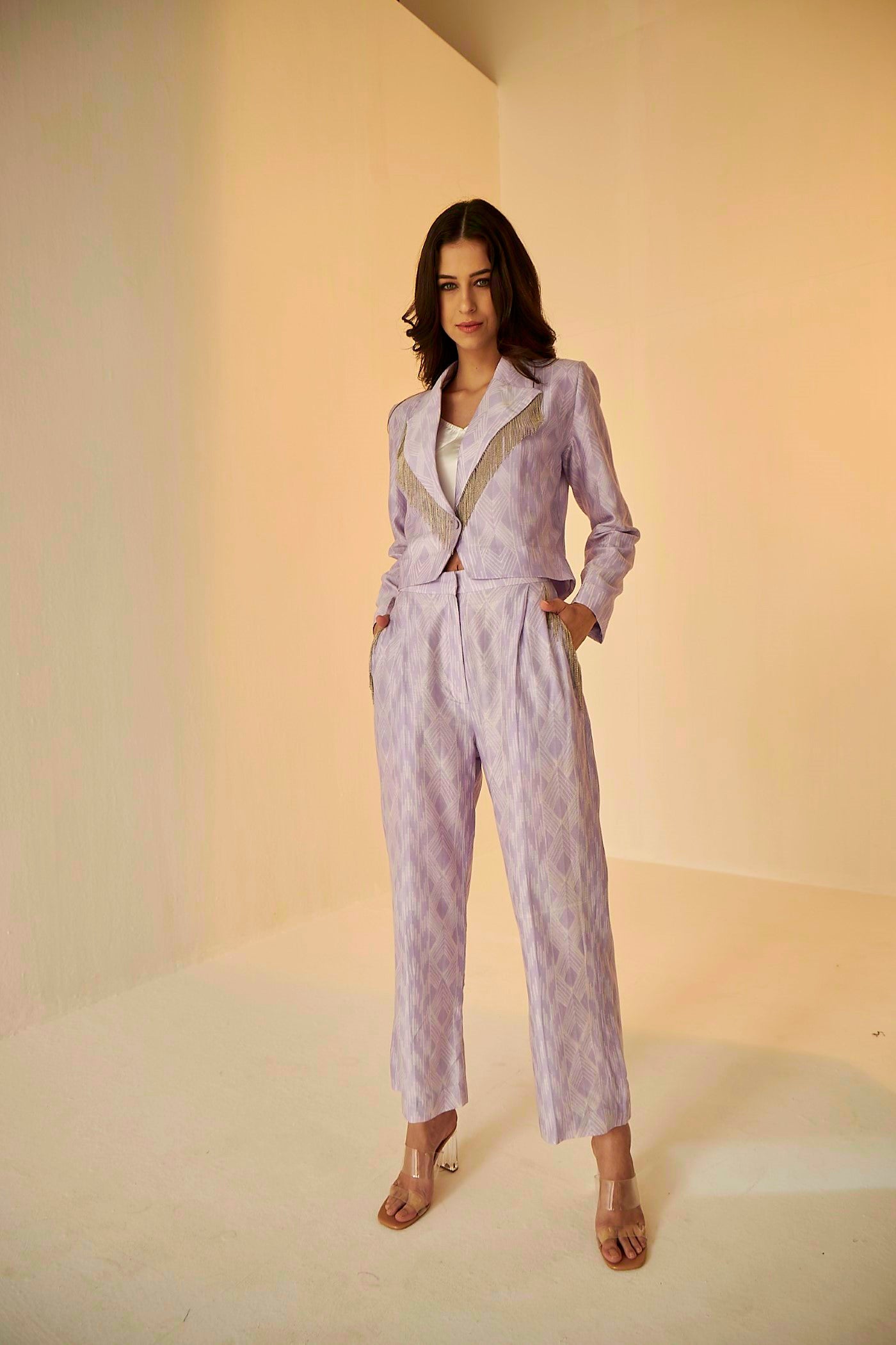 Lilac Shibori Short Jacket And Pant set, BeTrue, Be True