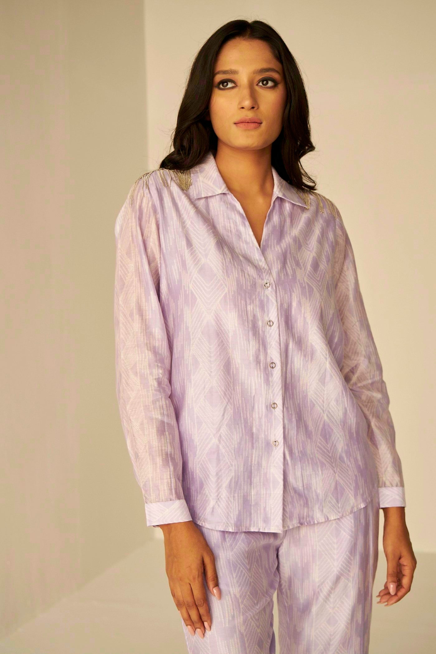 Lilac- Bliss Shibori Shirt And Pants Set, exclsive hand dyed shibori, BeTrue, Be True