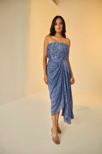 Blue- Corset Styled Shibori Dress, BeTrue, Be True