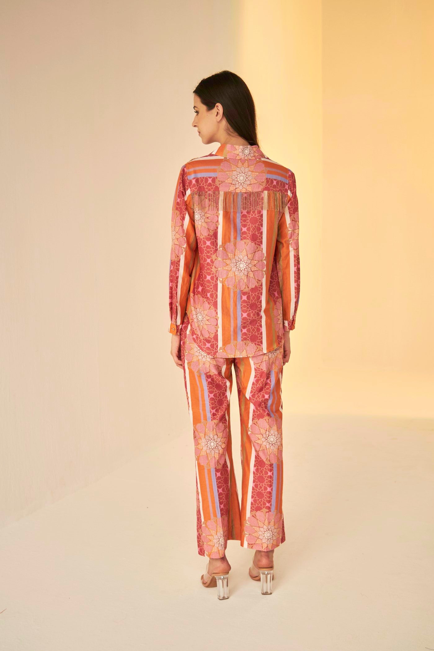 Rust- Bliss Bukhara Print Shirt And Pant Set, exclsive in house created print inspired by the architecture of Uzbekistan, BeTrue, Be True